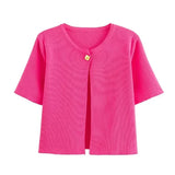 Elegant Red Knitted One Button Cardigan Sweater