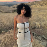 Strapless Sleeveless Backless Slim Y2K Chic Elegant Knitted Summer Fashion Party Dresses Maxi Dress