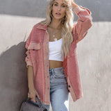 Knitted Outerwear Autumn Winter Street Lapel Single Breasted Long Sleeved Upper Garment Coat