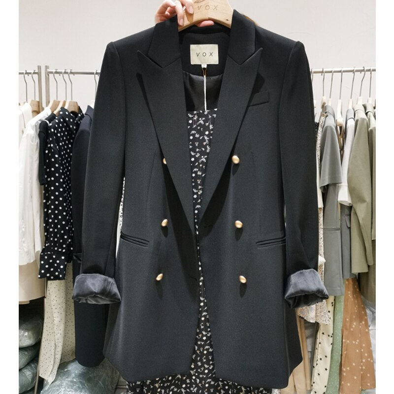 Vintage Long Sleeve Solid Blazer