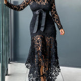 Lace See Through Dress & Lining Sets