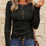Lace Splicing Long Sleeve T Shirt