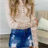 Lace Splicing Long Sleeve T Shirt