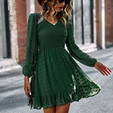 Lantern Sleeve V-neck High Wait Party Dress