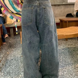 Retro Punk Style Large Pocket Tooling Jeans Women's Street Fashion Pants