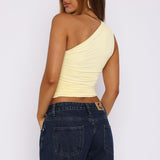 Lack Of Love One Shoulder Top Lemon