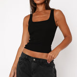 What An Experience Ribbed Tank Top Black
