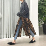 Leopard print shirt dress women long sleeve causal loose split dress Fashion summer streetwear Button up korean dresses vestidso