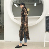 Leopard print shirt dress women long sleeve causal loose split dress Fashion summer streetwear Button up korean dresses vestidso