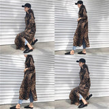 Leopard print shirt dress women long sleeve causal loose split dress Fashion summer streetwear Button up korean dresses vestidso
