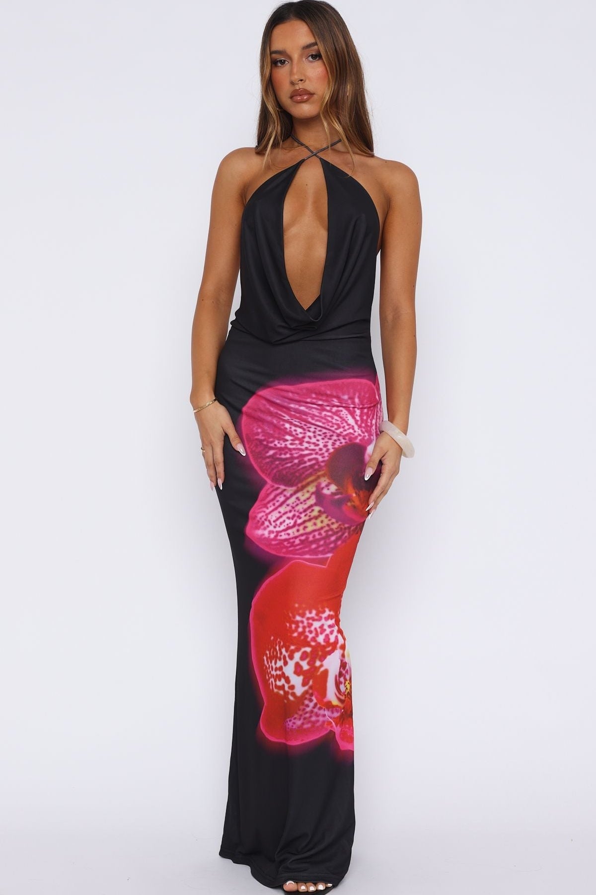 Dancing In Ibiza Maxi Dress Fuchsia Bloom