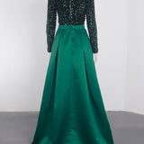 Lush Black Sequin Patchwork Maxi Prom Dress