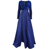 Lush Black Sequin Patchwork Maxi Prom Dress