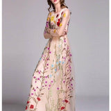 Embroidery Layered Floral Maxi Dresses