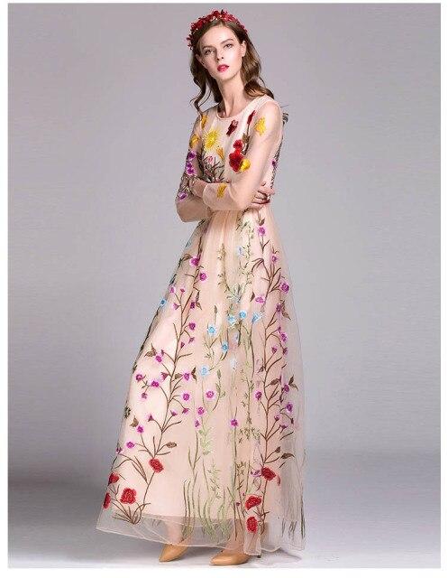 Embroidery Layered Floral Maxi Dresses