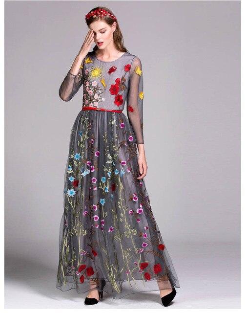 Embroidery Layered Floral Maxi Dresses
