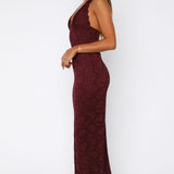Destiny Lace Maxi Dress Burgundy