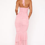 Electric Love Halter Midi Dress Baby Pink