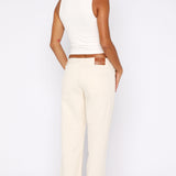Zara Low Rise Straight Leg Jeans Cream