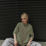 Loose Summer Old Casual Washed Minimalist Short Sleeve Cotton Women's T-shirt