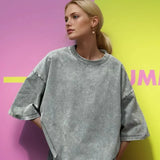 Loose Summer Old Casual Washed Minimalist Short Sleeve Cotton Women's T-shirt