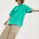 Loose Summer Old Casual Washed Minimalist Short Sleeve Cotton Women's T-shirt