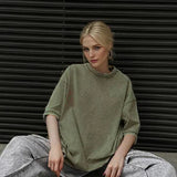 Loose Summer Old Casual Washed Minimalist Short Sleeve Cotton Women's T-shirt