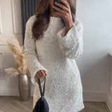 Ayleen - Contrast Back Bow Textured Mini Dress