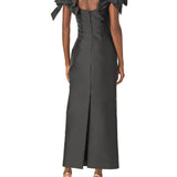 Off the Shoulder Bow Sleeve Sheath Midi Dress