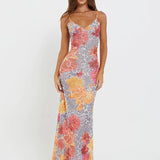 Print Backless Sexy Maxi Dress Sleeveless Floral Dress