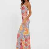 Print Backless Sexy Maxi Dress Sleeveless Floral Dress