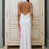 Print Long Halter Backless Sexy Maxi Floral Dress