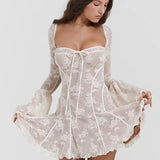 Square Collar Long Backless Loose Club Floral Dress
