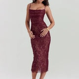 Sheer Mesh Long Sleeve Spaghetti Strap Bodycon Floral Dress