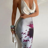 Spaghetti Strap Sleeveless Backless Long Floral Dress