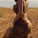 Leopard Print Sleeveless Slipdress Club Party Floral Dress