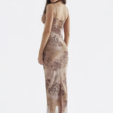 Spaghetti Strap Sleeveless Lace-up Split Club Party Tank Floral Dress