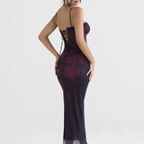 Print Sleeveless Backless Ruched Maxi Floral Dress