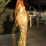 V Neck Backless Slipdress Spaghetti Strap Bodycon Floral Dress