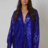 Turn-down Collar Silk Elegant Long Sleeve Loose Fashion Casual Streetwear Vestido Blouse