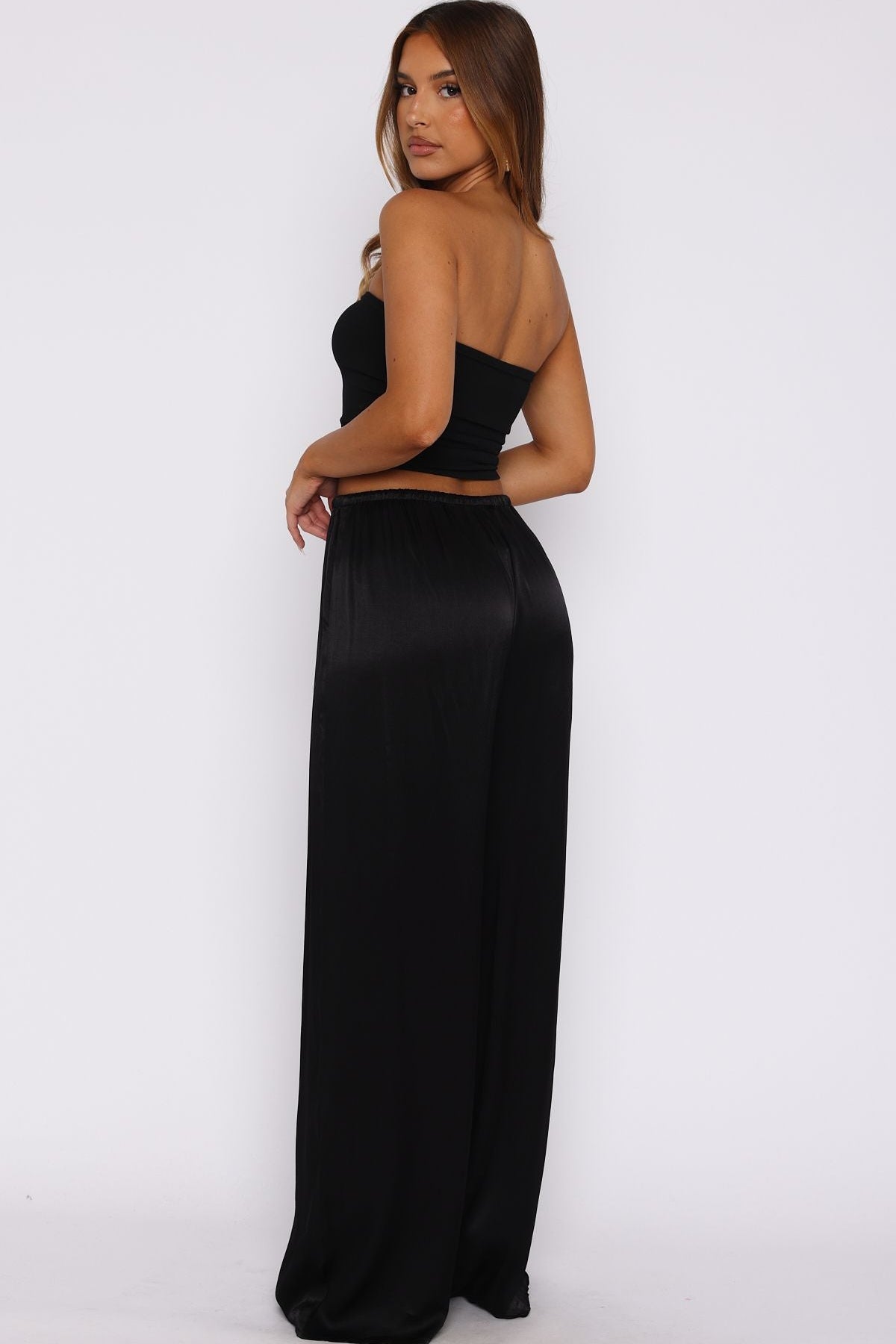 Catching Up Wide Leg Pants Black