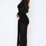 Super Love Long Sleeve Maxi Dress Black
