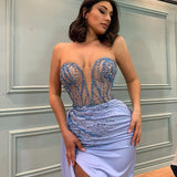 New Summer New Casual Light Purple Sequins Sexy Prom Dresses