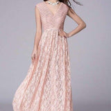 Lace Patchwork Elegant Party Prom Floor Length Runway Dresses