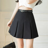 New Fashion Black Mini Pleated Women 2025 Spring Summer High Waist A-line Short Korean Woman Casual Skirt