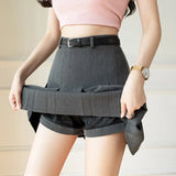 New Fashion Black Mini Pleated Women 2025 Spring Summer High Waist A-line Short Korean Woman Casual Skirt