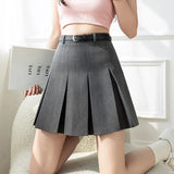 New Fashion Black Mini Pleated Women 2025 Spring Summer High Waist A-line Short Korean Woman Casual Skirt