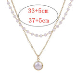 New Fashion Kpop Double Baroque Pearl Charm Wedding Girl Necklake