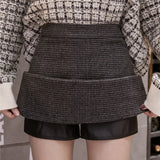 New Fashion Plaid A-Line Mini Women Autumn Winter High Waist Woolen Female Casual All-match Short Skirt