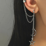 New Moon Personality Double Pierced Ear Girls Jewelry Earring